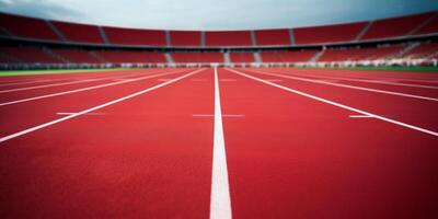 röd löpning Spår på de stadion foto