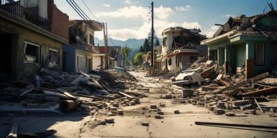 förstörd stad byggnader från jordbävning foto