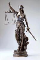 themis är gudinna av rättvisa och lag foto