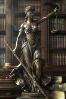 themis är gudinna av rättvisa och lag foto