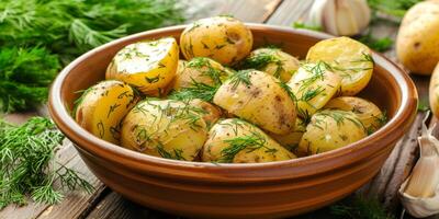 kokt potatisar med örter foto