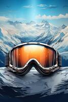 åka skidor glasögon med berg reflexion foto
