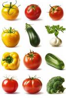 grönsaker och frukt på en vit bakgrund foto