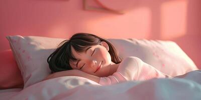 ung kvinna som sover i sängen foto