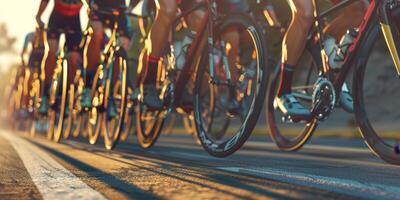 cyklister med professionell tävlings sporter redskap ridning foto