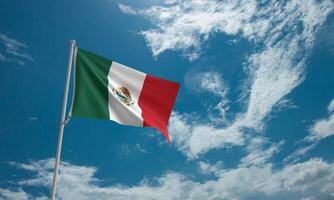 mexico mexikansk flagga blå himmel molnig vit bakgrund latin Amerika norr Amerika resa natur utomhus- turism sommar hav turism strand skön berg kaktus livsstil turist frihet.3d framställa foto