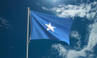 somalisk flagga blå himmel moln vit bakgrund somalia Land nationa patriotism nation horn av afrika regering ikon symbol frihet oberoende 1 först st juli månad företag soldat klok emblem foto