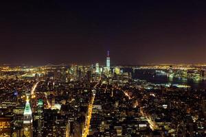 antenn natt se av manhattan foto