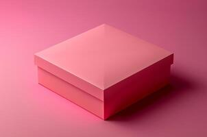 stängd rosa låda på rosa bakgrund, rosa låda mockup, design foto