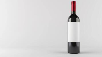 vin flaska med en tom märka, anpassningsbar Plats, isolerat på vit bakgrund foto
