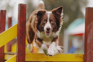 hundar deltar i en vänlig rörlighet kurs, visa upp deras Kompetens på internationell hund dag foto
