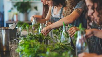 som de deltagarna lämna de verkstad de bära med dem en ny förståelse av på vilket sätt mindfulness kan förbättra deras dagligen liv och föra glädje till aktiviteter tycka om mocktail framställning foto