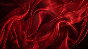 röd silke satin tyg abstrakt på svart bakgrund genererad förbi ai. foto
