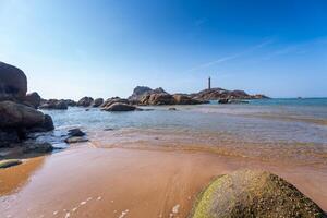 ke ga strand på mui nej, phan thiet, binh thuan, vietnam. ke ga cape eller fyr är de mest favorit destination för besökare till la gi, binh thuan provins. foto