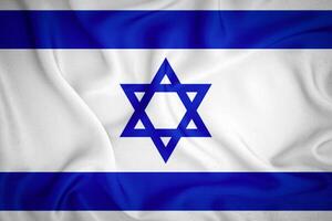 Israel flagga bakgrund. Israel flagga med tyg textur foto