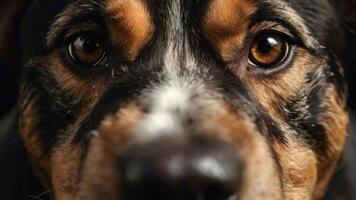 en stänga upp av en hundar ansikte med stor ögon foto