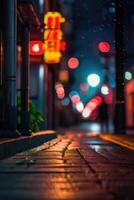 en suddigt bild av en gata på natt foto
