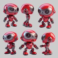 förtjusande röd robot 3d modell - olika vinklar monter foto