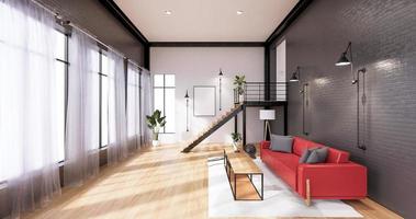 inredningen, modern loftstil levande inredning. 3d-rendering foto