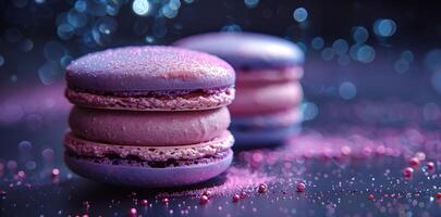 gourmet fantasi, en macaron stänkte med stjärndamm, redo till blända de känner foto