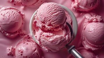 ett isig glädje den där smälter i din mun, jordgubb is grädde tycka om sommarens kyss foto