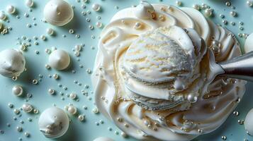 smak de väsen av sommar med varje sked av detta bär-infunderad vanilj is grädde foto