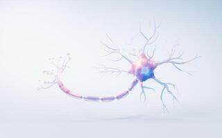 biologi nerv cell med biomedicin begrepp, 3d tolkning. foto