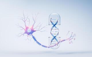 medicinsk kapsel och biologi nerv cell bakgrund, 3d tolkning. foto