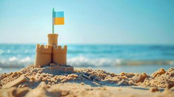 ukrainska sandslott. symbol av hoppas och elasticitet på de strand foto