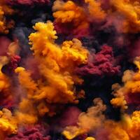 sömlös mönster med textur av gul, orange, röd rök, dimma, moln foto