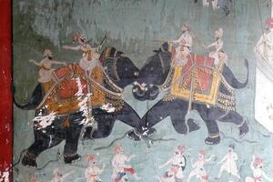 elefant målningar dekorera de interiör av garh palats foto
