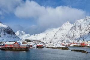 en by på lofoten öar, Norge foto