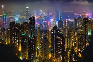 hong kong skyskrapor horisont stadsbild se foto