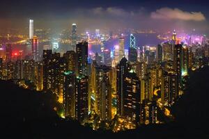 hong kong skyskrapor horisont stadsbild se foto