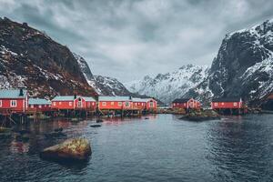 Nusfjord fiske by i Norge foto