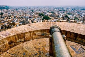 se av jaisalmer stad från jaisalmer fort, rajasthan, Indien foto