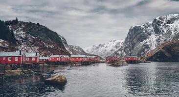 Nusfjord fiske by i Norge foto