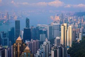 hong kong skyskrapor horisont stadsbild se foto