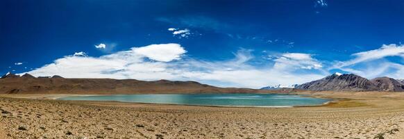 panorama av himalayan sjö kyagar tso, ladakh, Indien foto