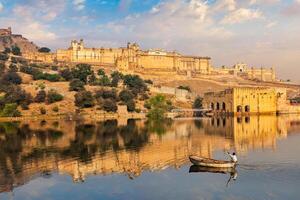 amer bärnsten fort. jaipur, rajasthan, Indien foto