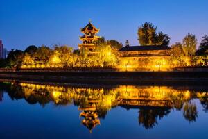 wangjiang paviljong i wangjianglou parkera. Chengdu, Sichuan, Kina foto