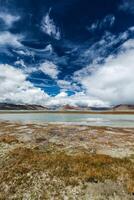 tso kar fluktuerande salt sjö i Himalaya foto