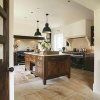 skräddarsydd kök design, Land hus och stuga interiör design, engelsk landsbygden stil renovering och Hem dekor foto