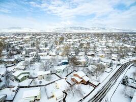 fort collins vinter- stadsbild foto