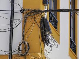 kabel- trådar i aveiro piktorisk by gata se, de Venedig av portugal foto