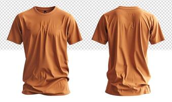 uppsättning av enkel orange t-shirt attrapp mallar med främre och tillbaka vyer, genererad ai foto