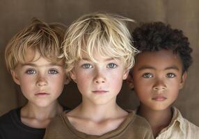 mångfald av barn, främja rättvisa och tolerans som grundläggande pelare av samhälle. foto