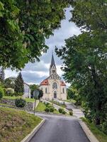 st. nicholas kyrka på krapina stad, kroatien, hrvatsko zagorje, byggnader och arkitektur bakgrund, religion foto