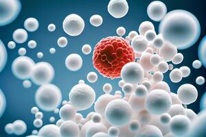 vit blod testa cell leukocyter. vetenskapliga och medicinsk begrepp. 3d tolkning. generativ ai foto