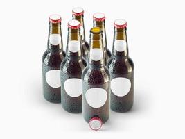 isolerade ölflaskor mock-up - tom etikett, oktoberfest koncept. foto